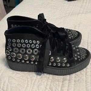Pinko Black and Silver Studded Sneakers